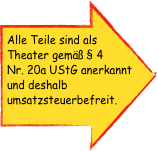 Alle Teile sind als Theater gemäß § 4 Nr. 20a UStG anerkannt und deshalb umsatzsteuerbefreit.